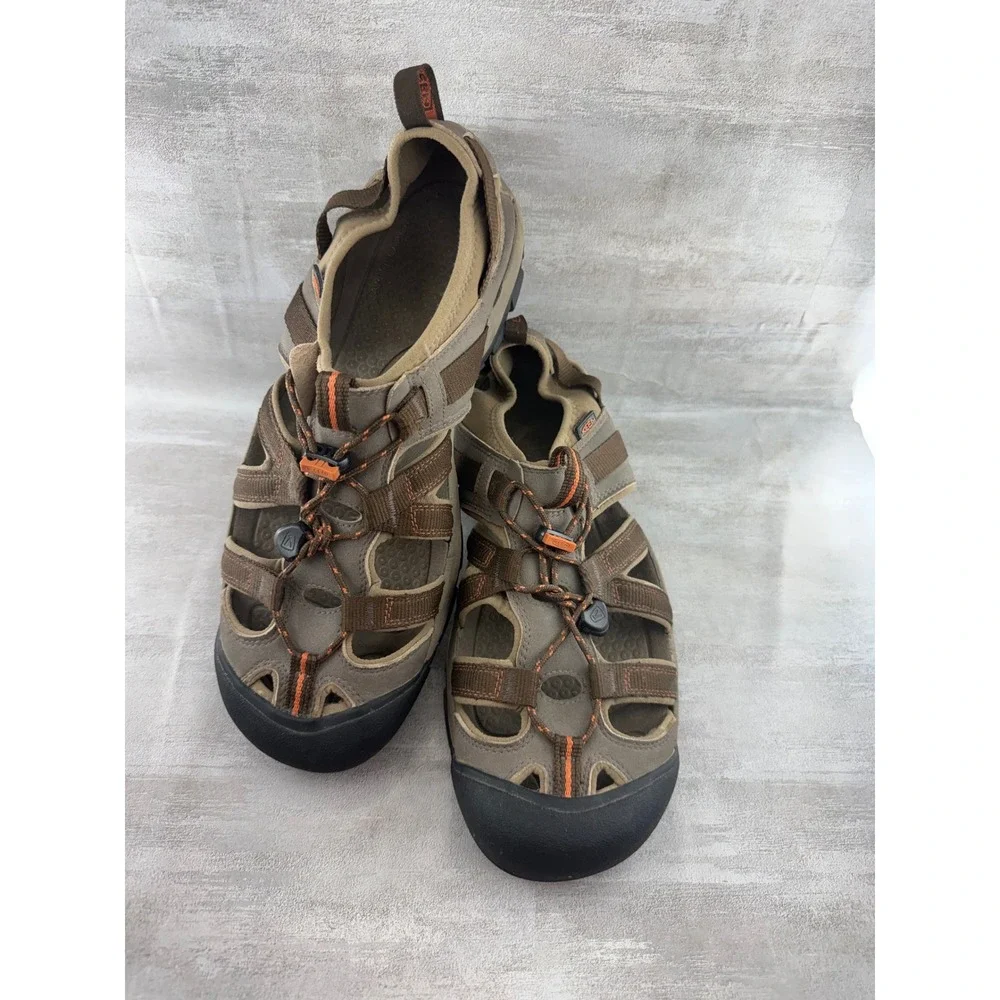 KEEN Arroyo II Men Hiking Sandals Brown Leather Bungee Lace Shoes Size 13 US